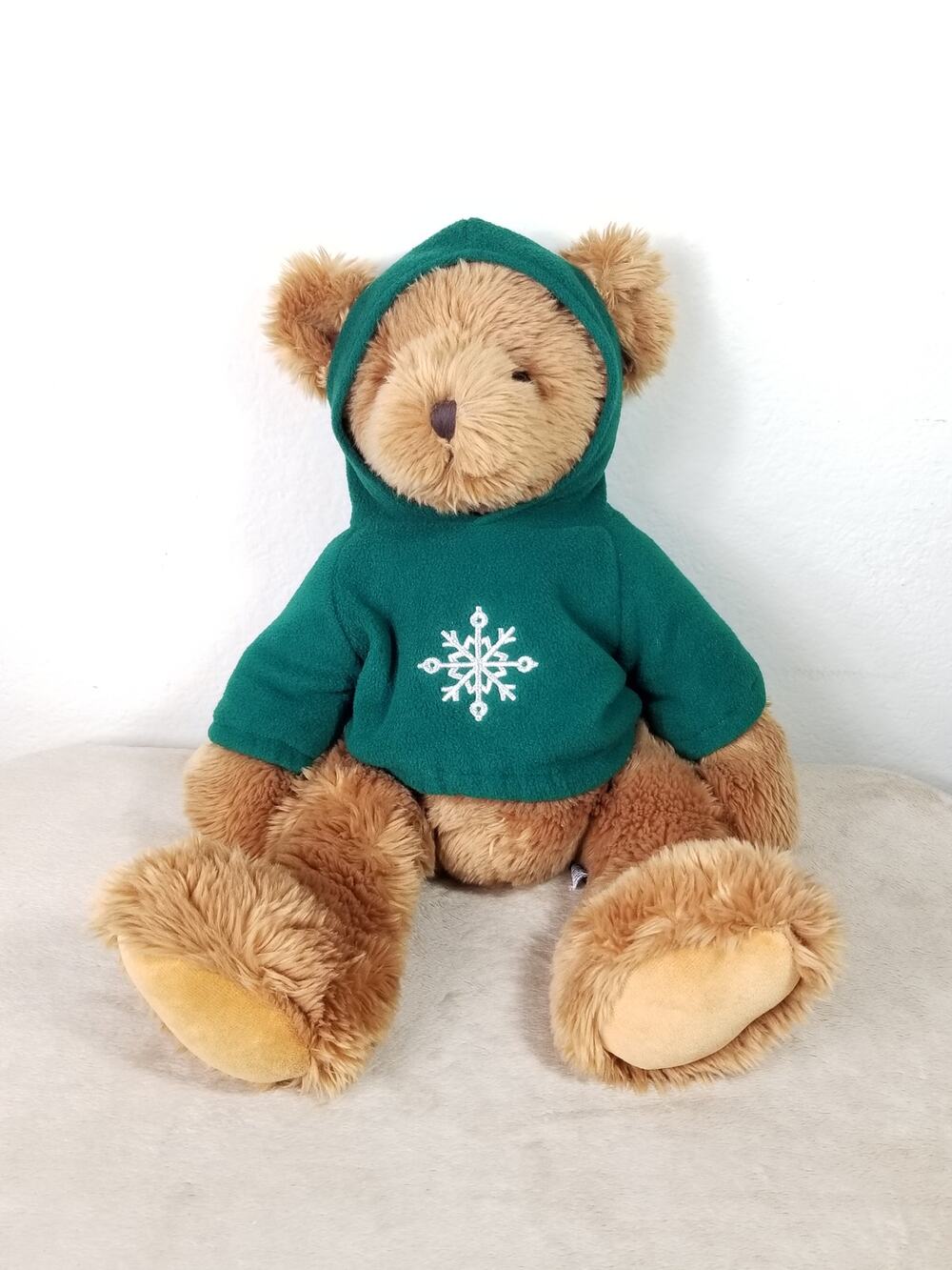 RUSS Teddy Bear Green Hooded Sweatshirt Large 18" Plush Toy Stuffed Animal Vtg